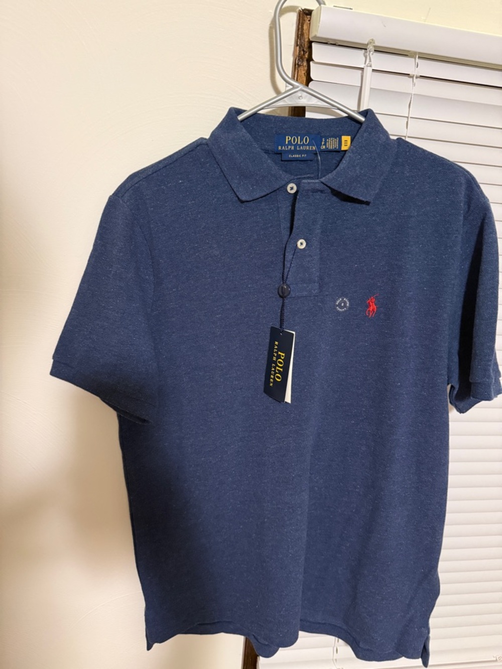 Polo by Ralph Lauren Navy Heather Short Sleeve Polo with Red Logo - Picture 2 of 6